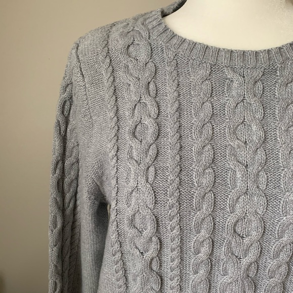 Grey cable knit sweater by L.L. Bean - Picture 2 of 5